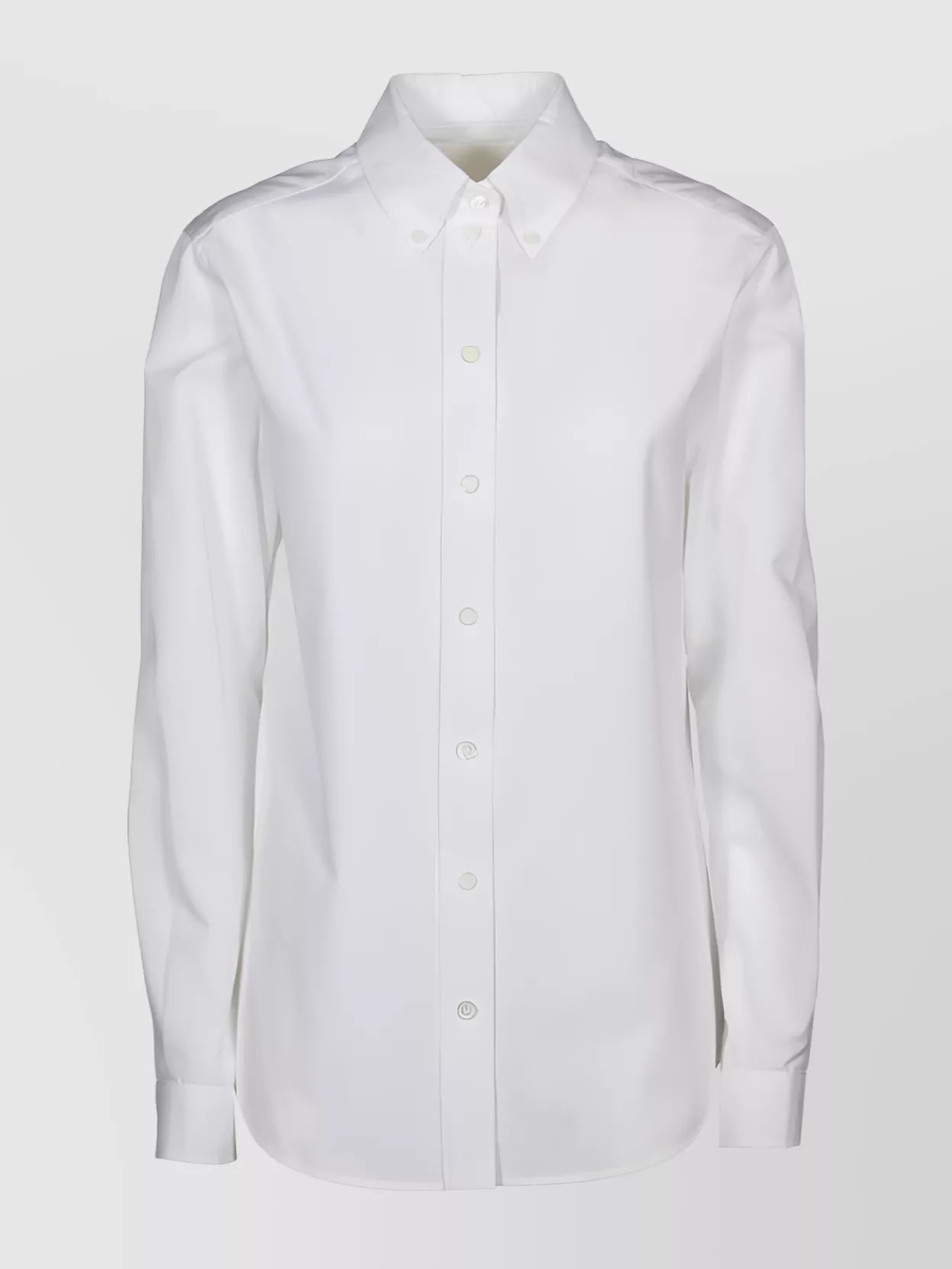 Shop Givenchy Collared Long Sleeve Shirt With Shirttail Hem In White
