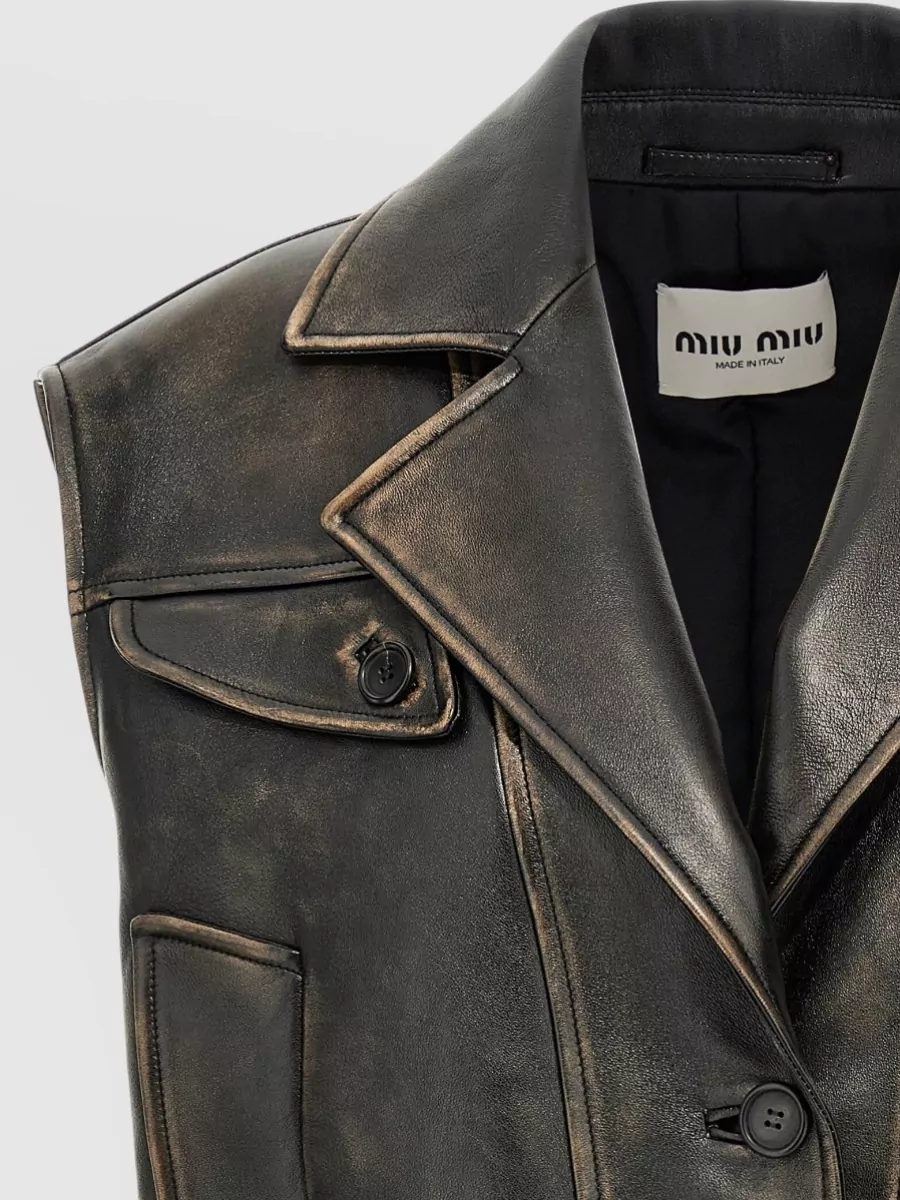 Miu Miu Leather Padded Logo Vest