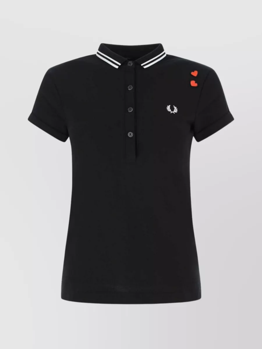 Shop Fred Perry Contrast Collar Ribbed T-shirt With Short Sleeves In Black