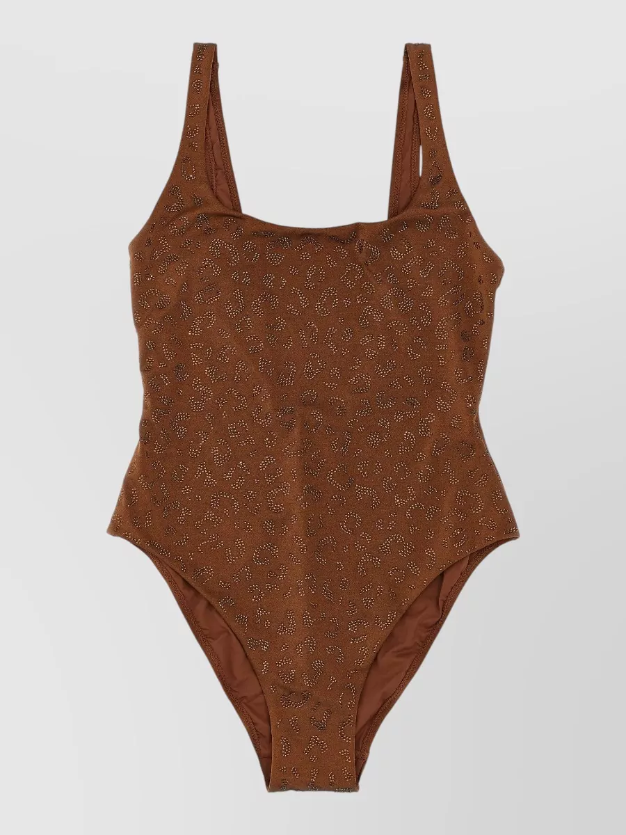 Mc2 Saint Barth Rhinestone animal-print one-piece swimsuit
