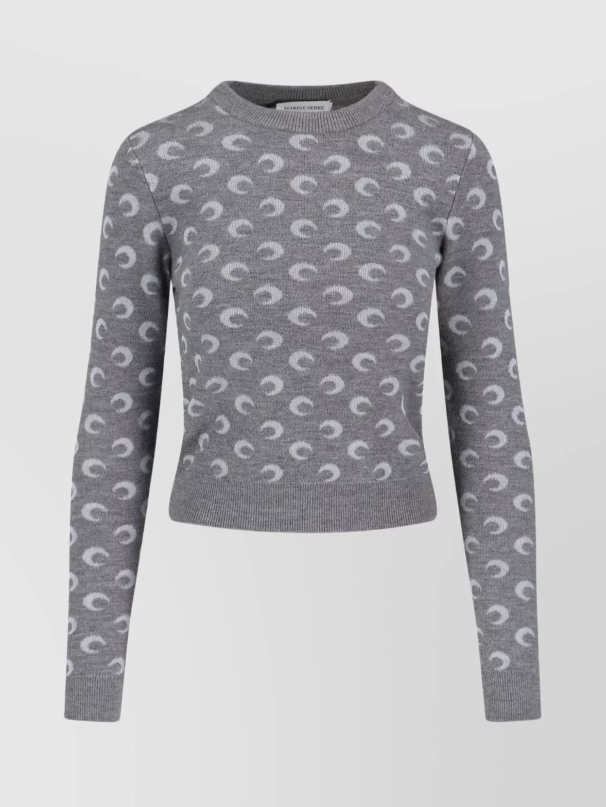 Marine Serre Long Sleeve Crew Neck Knitwear With Pattern In Gray