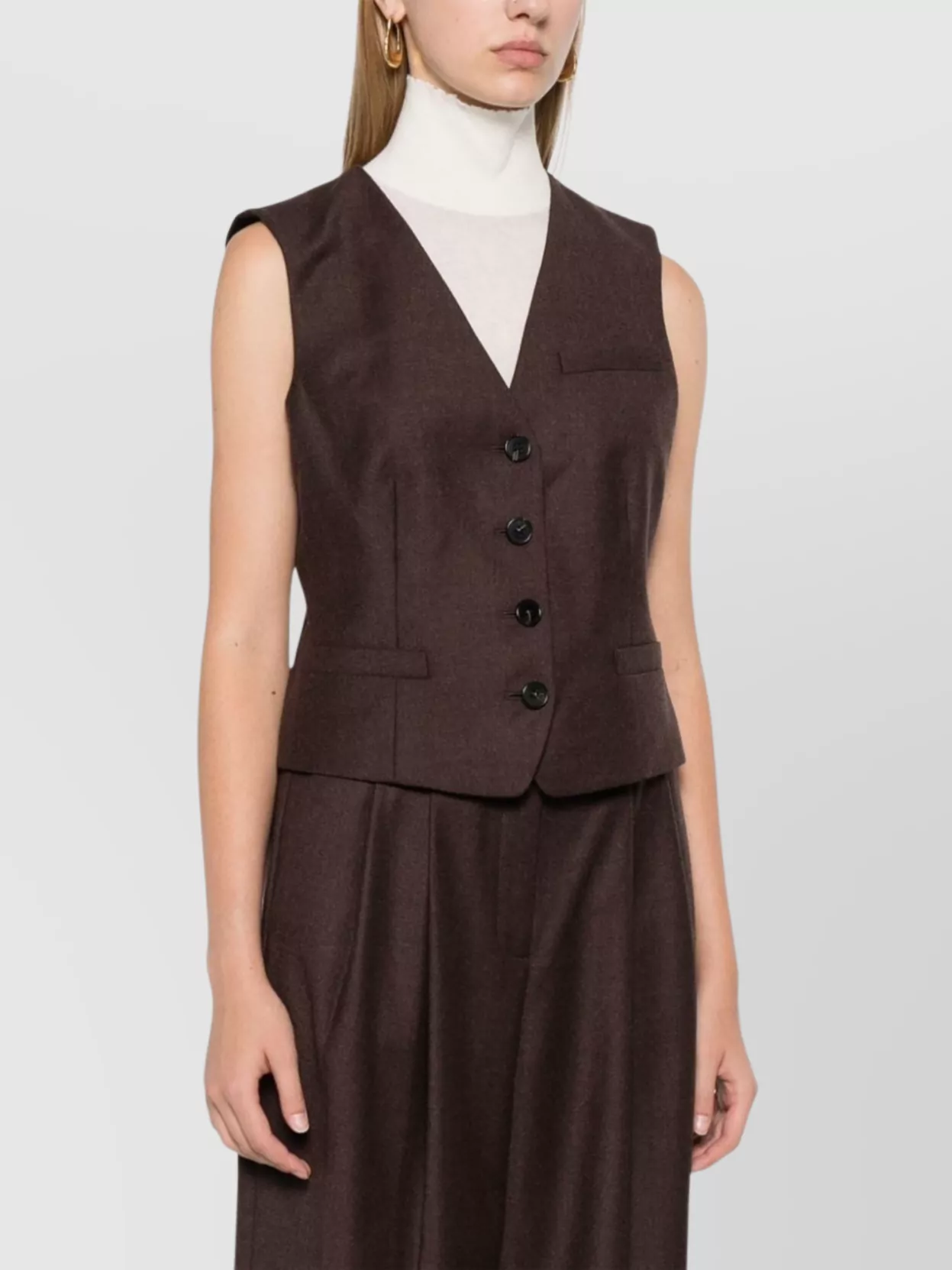 Theory Wool V-Neck Sleeveless Tailored Vest