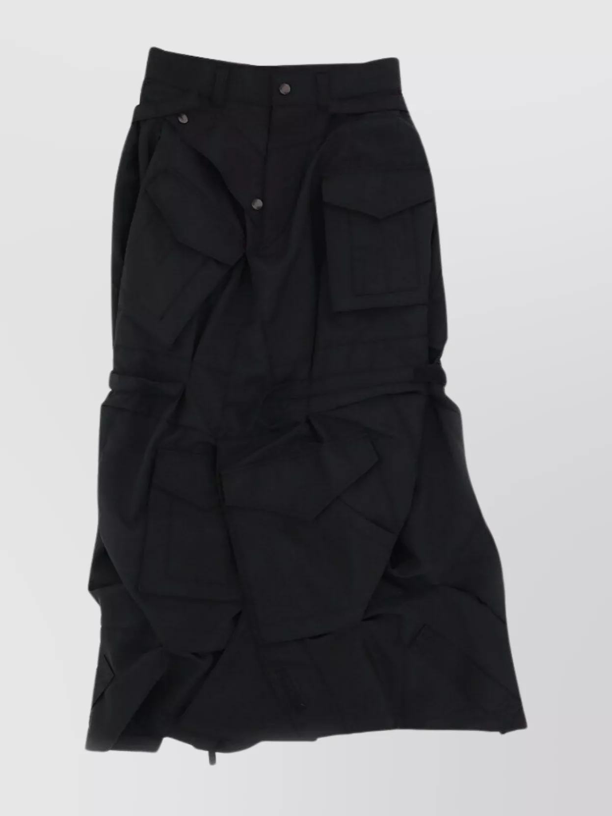 Junya Watanabe Long Skirt With Asymmetrical Layered Pleats In Black
