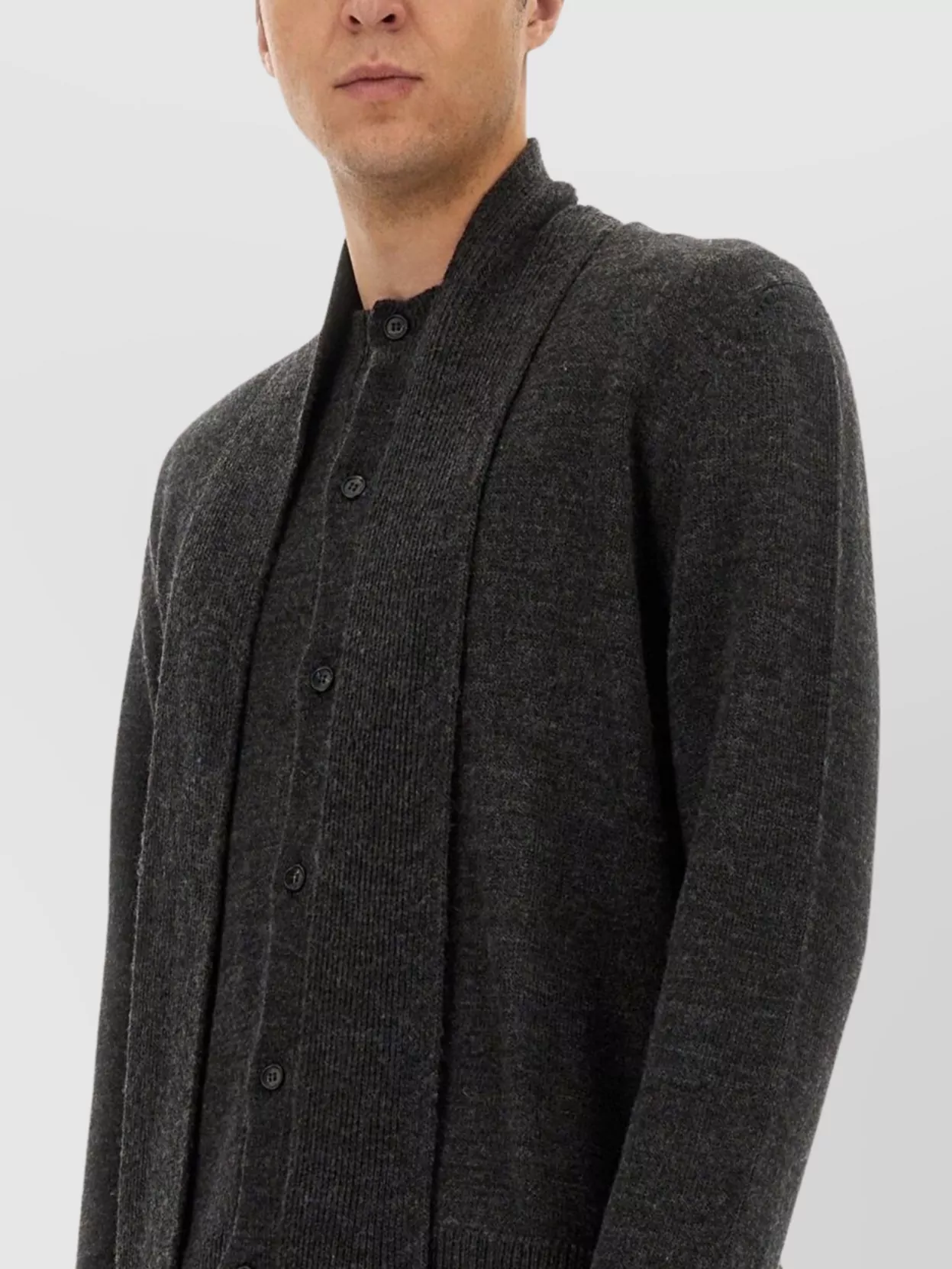 Mm6 Maison Margiela Shawl Collar Ribbed Trim Long Sleeves Sweater