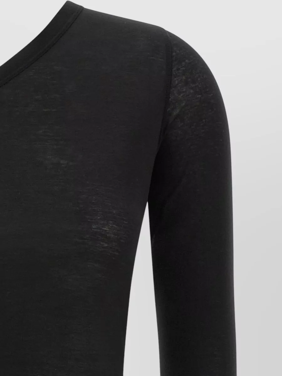 Rick Owens Drkshdw Ziggy Asymmetric Long Sleeve Cropped Top Tie