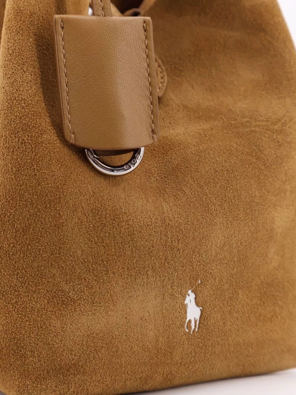 Polo Ralph Lauren Suede Bucket Bag Logo Keyring