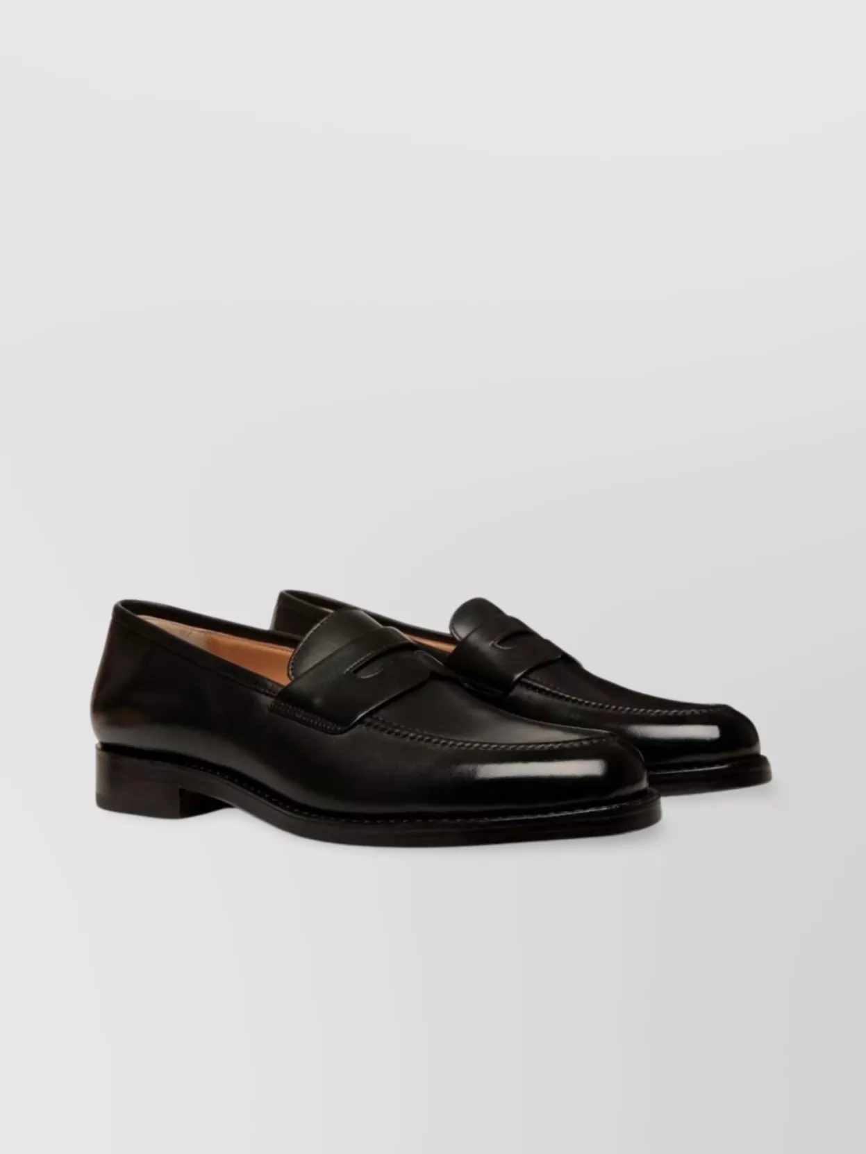 Shop Bally Almond Toe Penny Loafer Stacked Heel