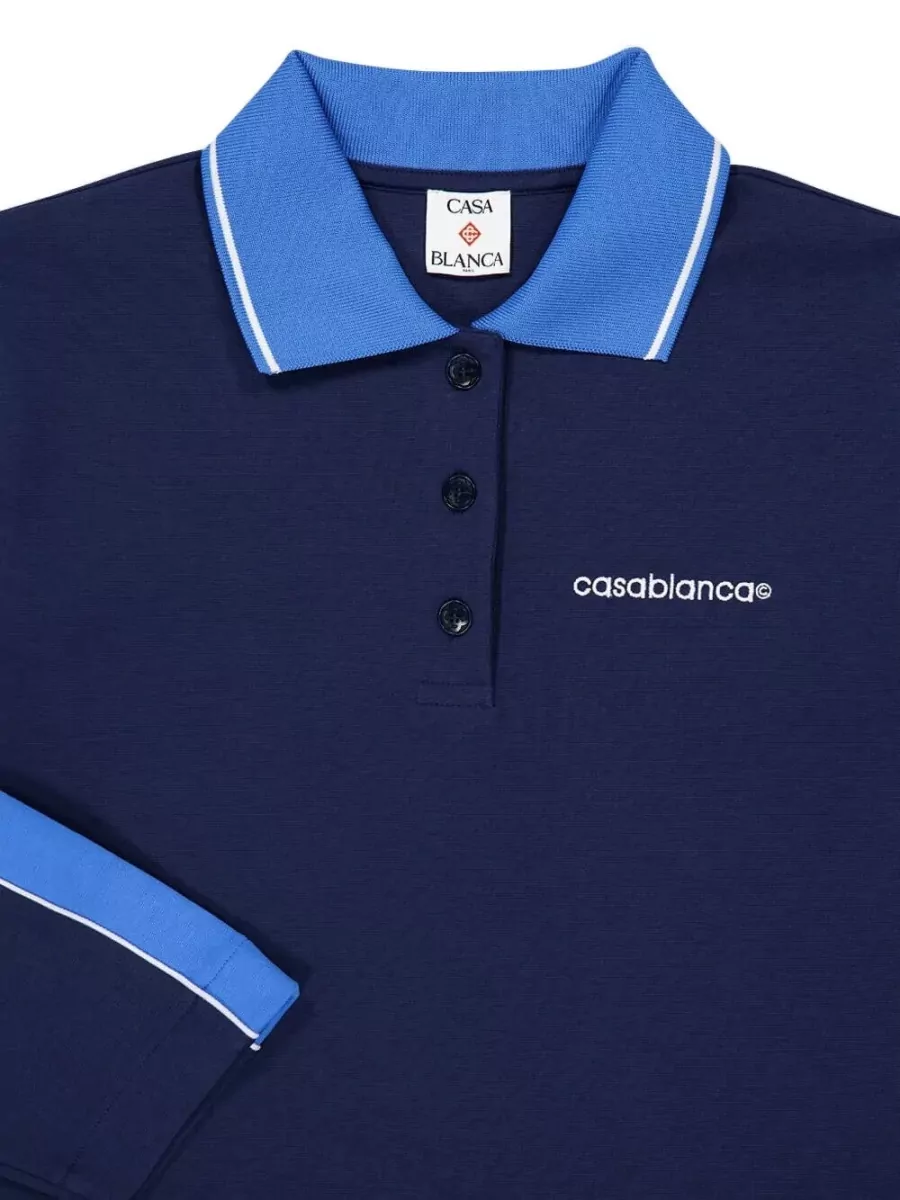 Casablanca Ribbed Collar Polo Sweatshirt