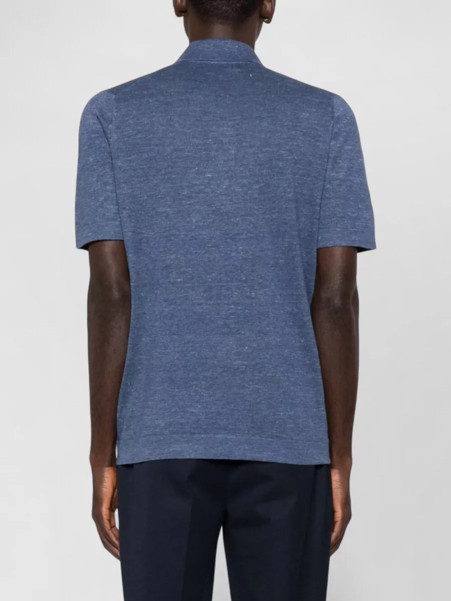 Brunello Cucinelli Cotton Linen Blend Short Sleeve Polo