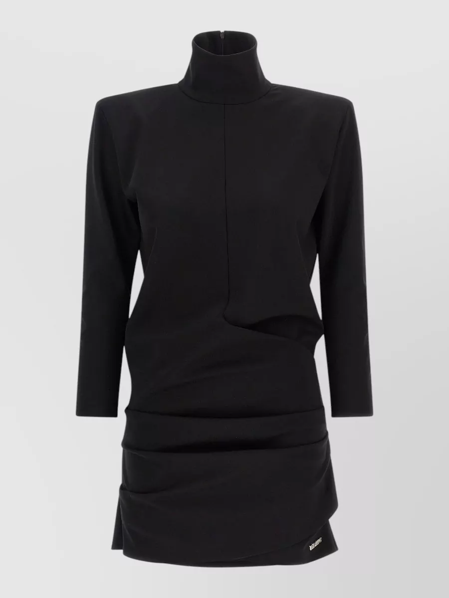 The Attico asymmetric draped long-sleeve mini dress
