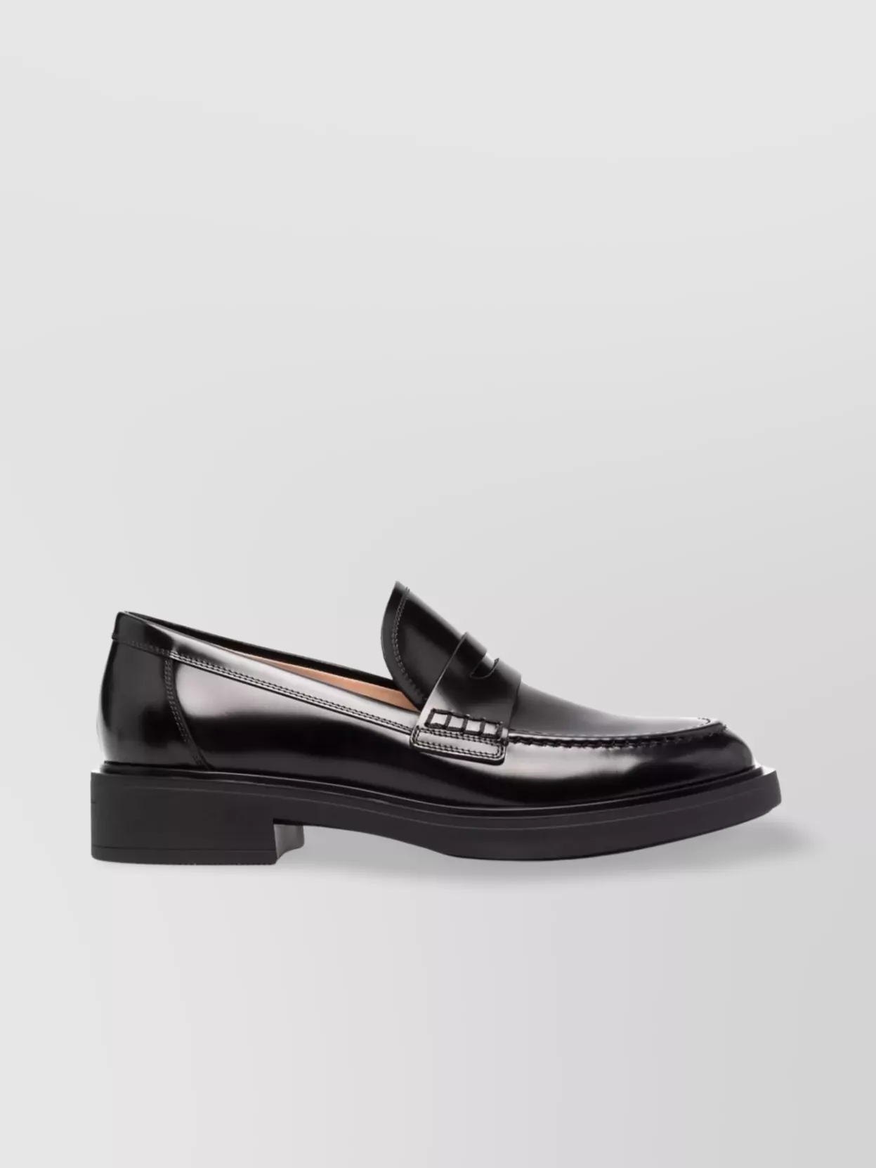 Gianvito Rossi Strap Loafers With Round Toe And Shiny Finish