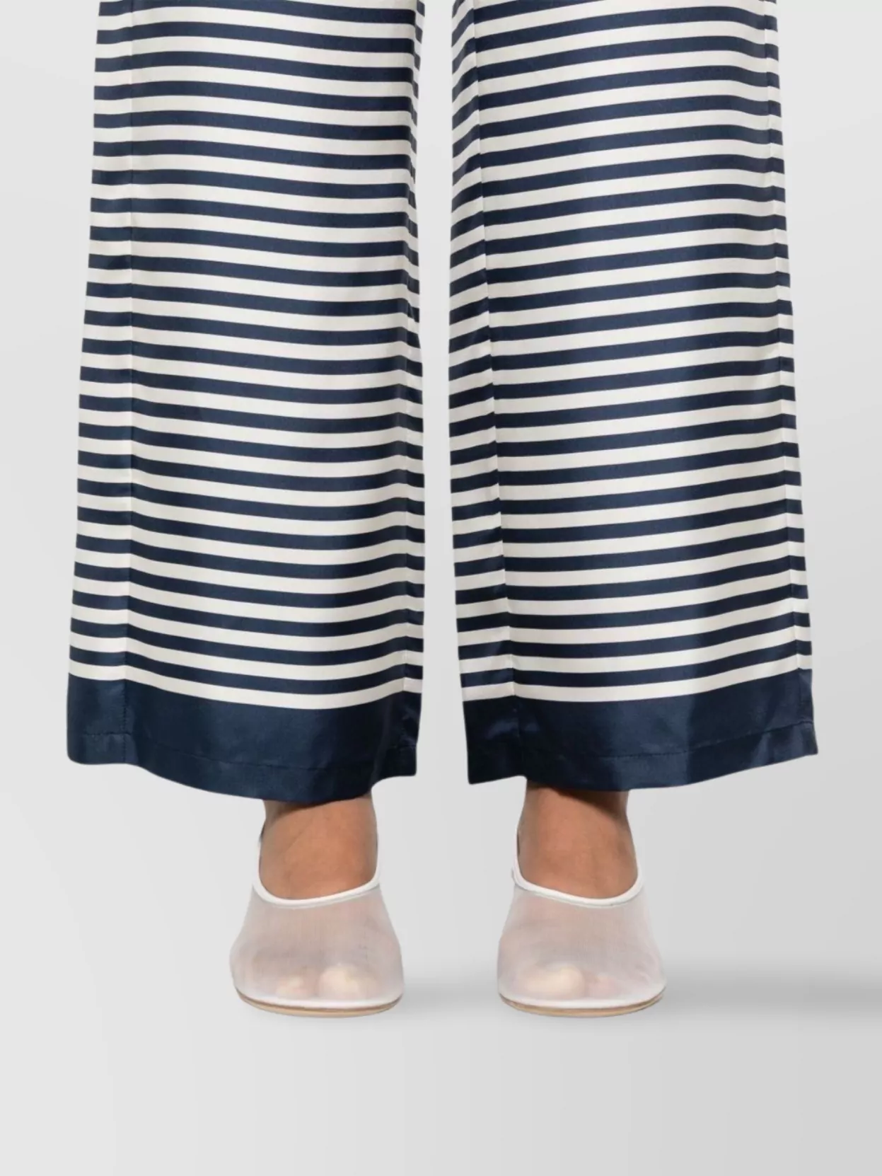 S Max Mara Striped Wide Leg Trousers With Satin Finish