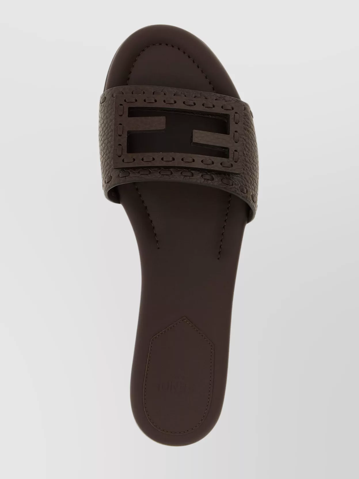 Fendi Flat Sole Open Toe Textured Strap Slides