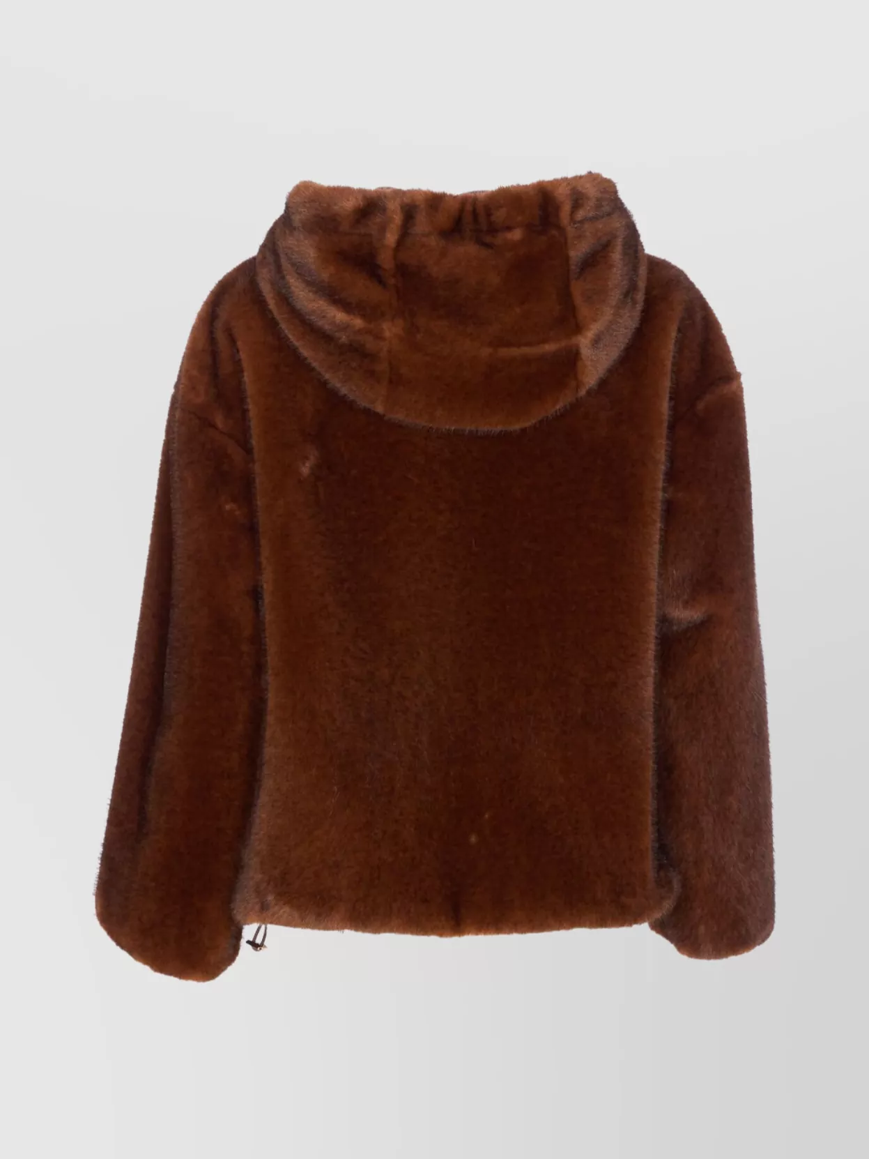 Herno Faux Fur Drawstring Hooded Bomber Jacket In Brown