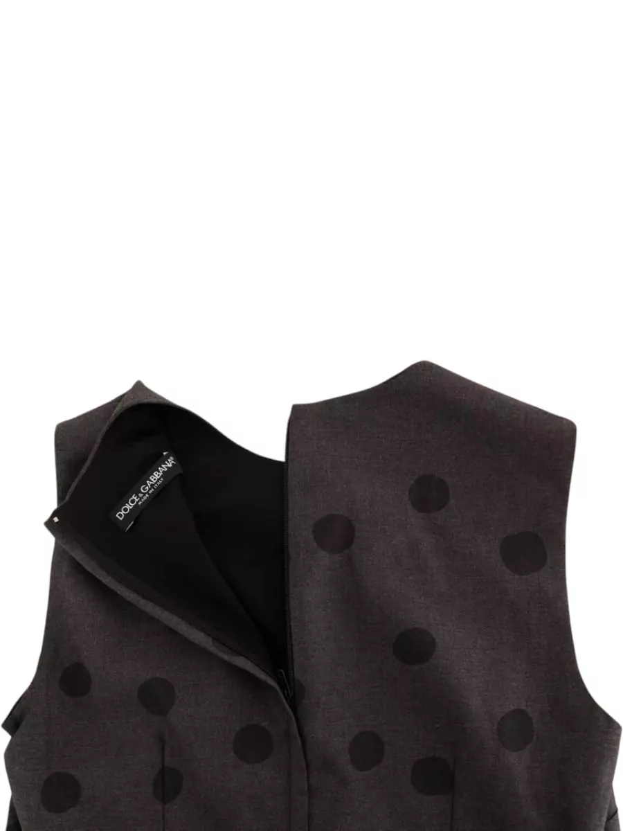 Dolce&Gabbana Wool Sleeveless Polka-Dot Knee-Length Dress
