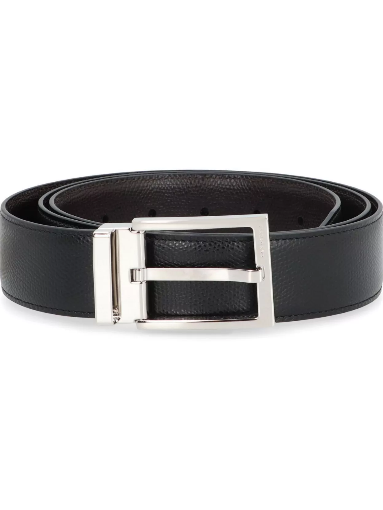 Ferragamo Reversible Leather Belt Gancini In Black