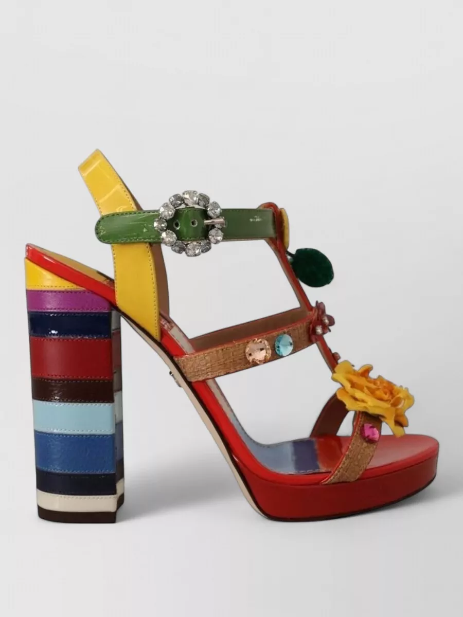 Dolce&Gabbana Leather Crystal-Embellished Ankle-Strap Sandals