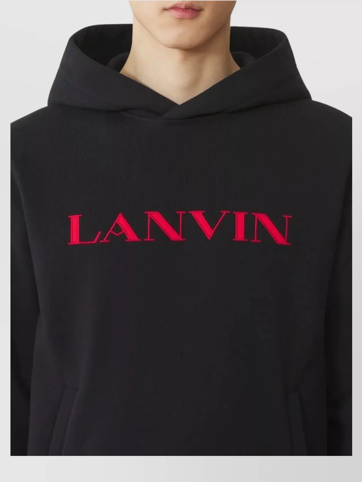Lanvin Logo Hoodie With Ribbed Hem And Hooded Design