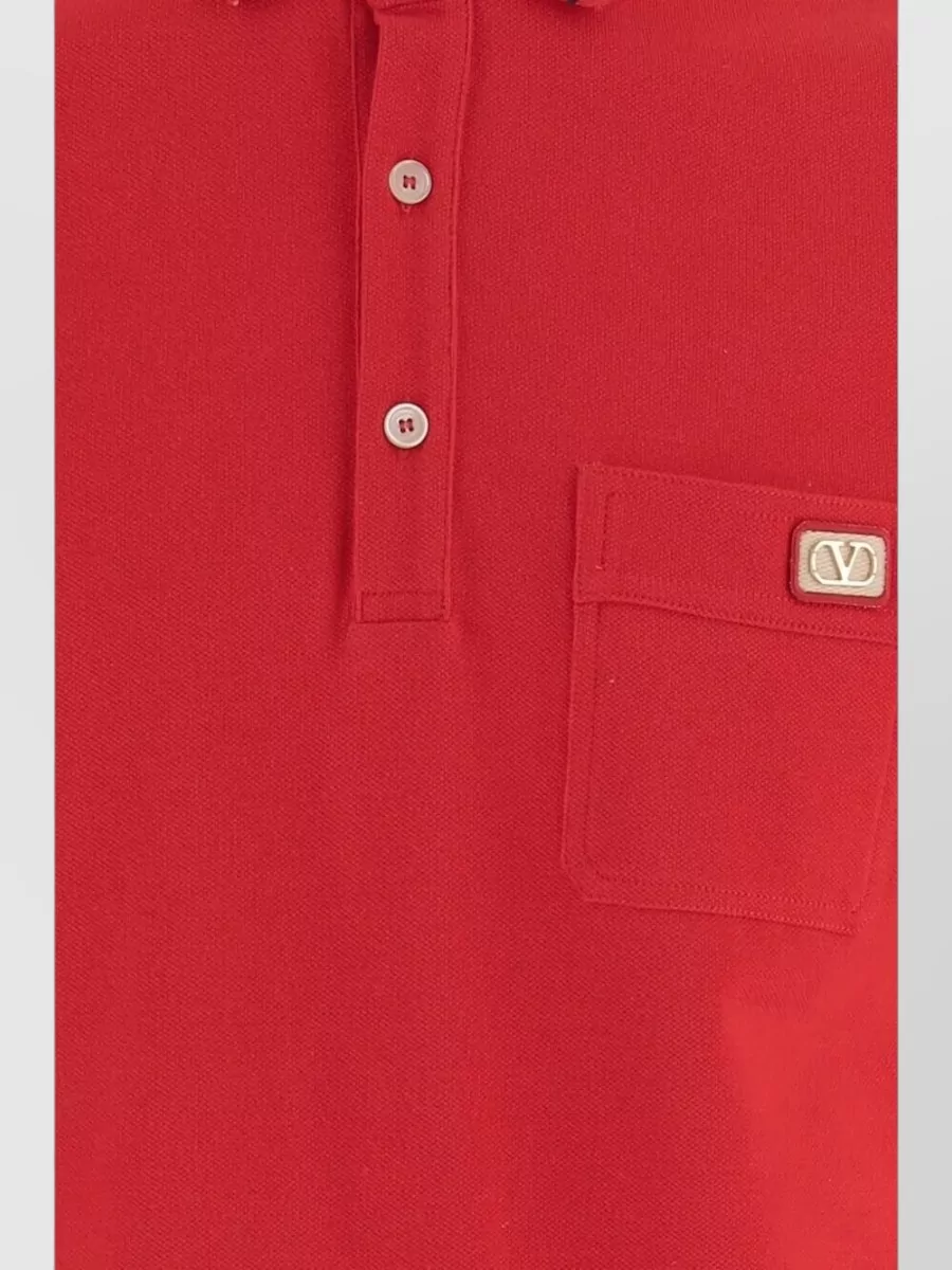 Valentino Garavani Cotton Piqué Polo Shirt Vlogo Patch