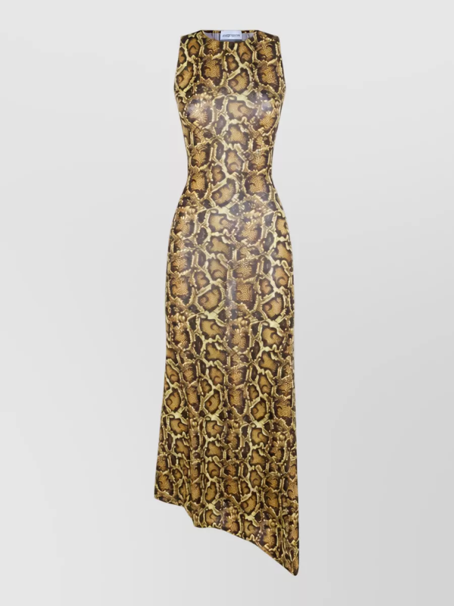 Marine Serre snake-print asymmetric maxi dress