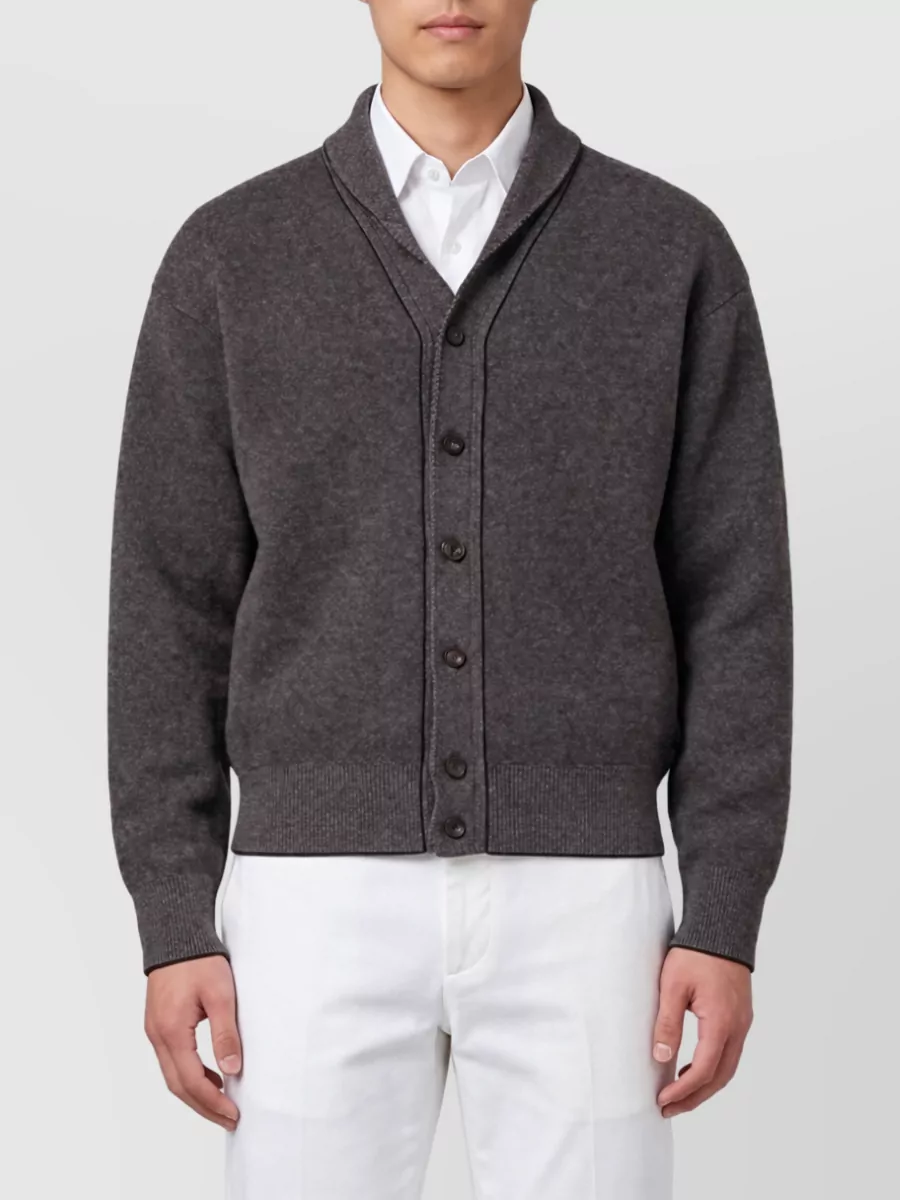 Jacquemus cashmere wool ribbed high neck cardigan