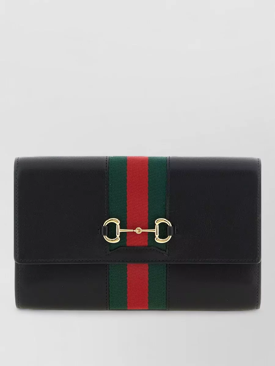 Gucci leather web clutch bag