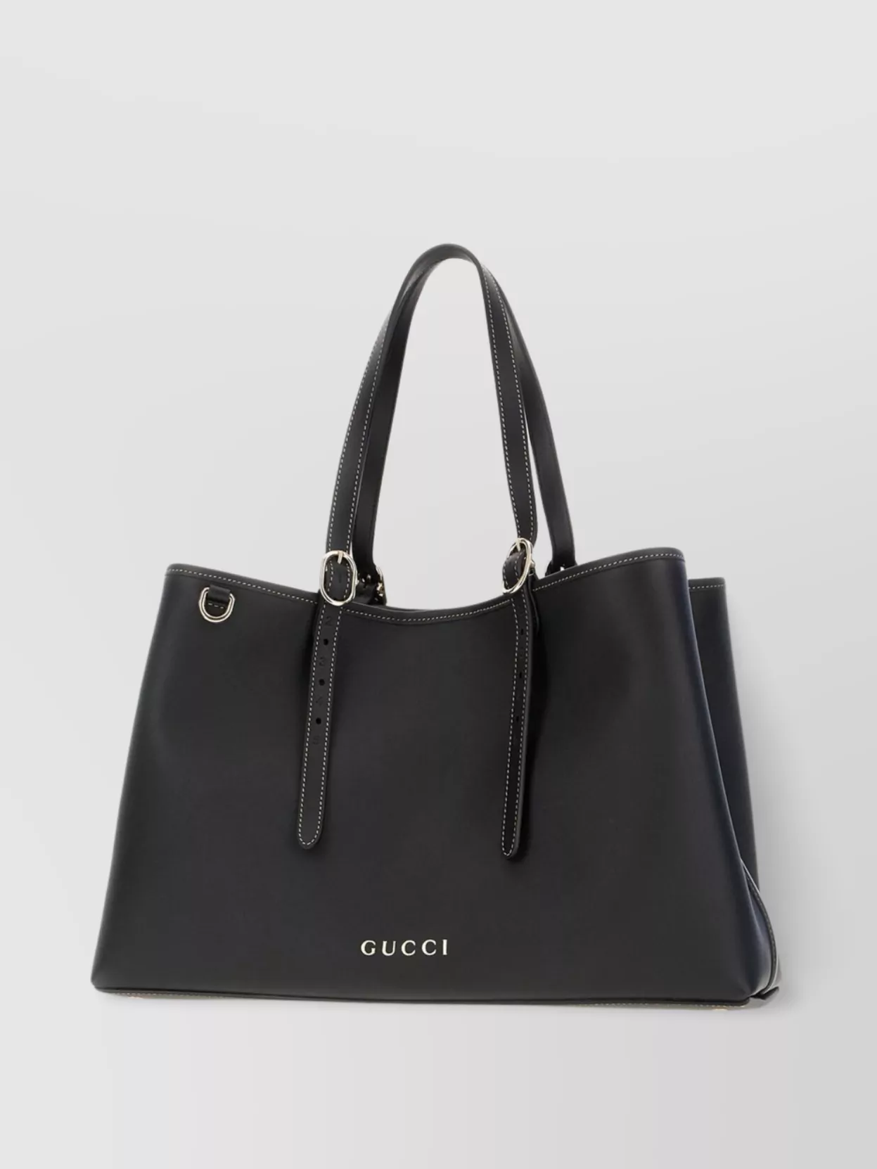 Gucci Leather Gg Emblem Shopping Bag