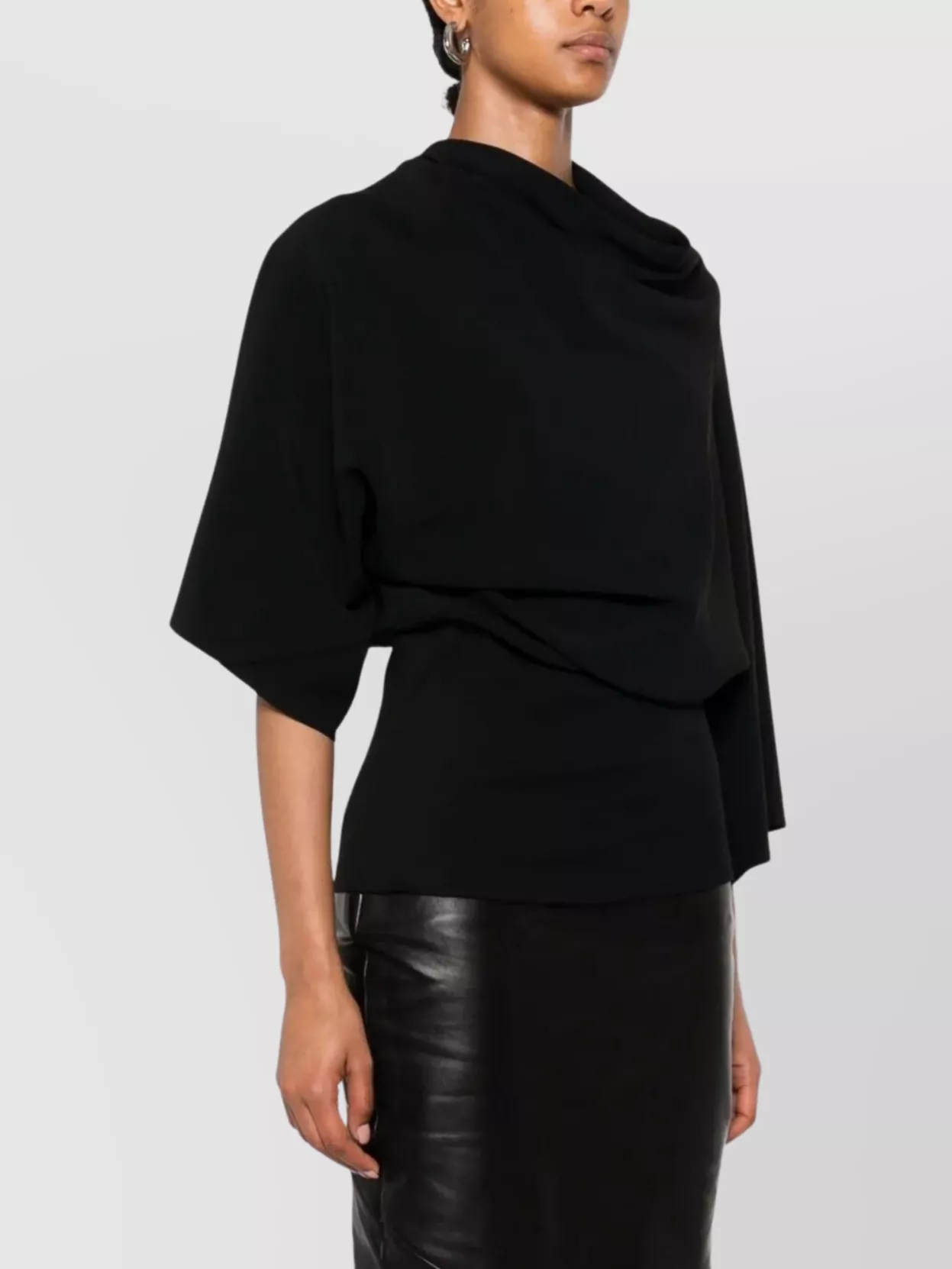 Rick Owens Asymmetric Draped Knit Top Cape In Black