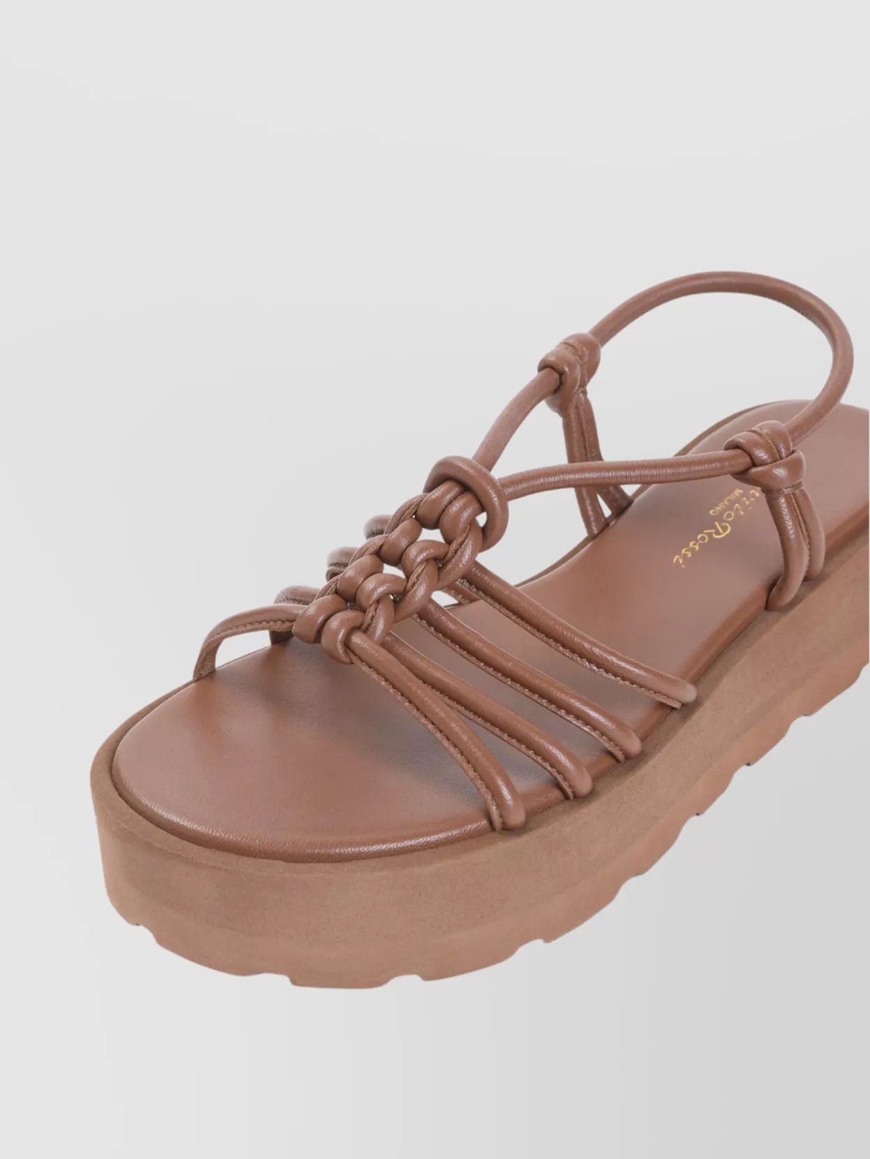 Gianvito Rossi Leather Knotted Strappy Sandals Platform Sole In Brown
