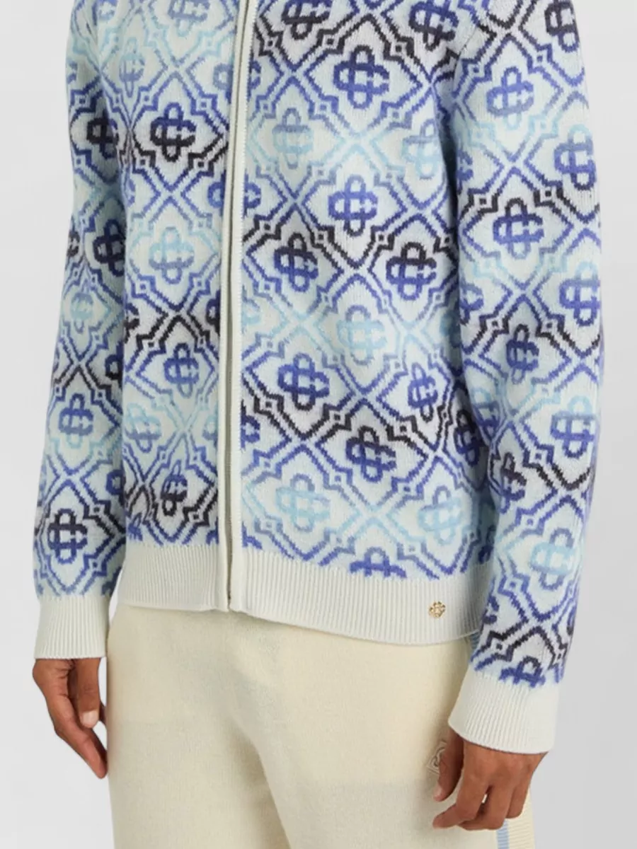 Casablanca Monogram Zip Sweater Geometric Pattern