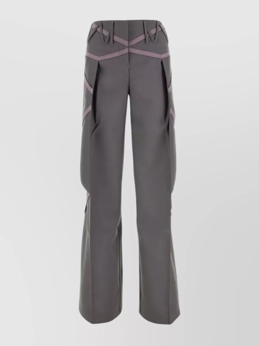Shop Kiko Kostadinov Flounced Side Polyester Pant In Grey