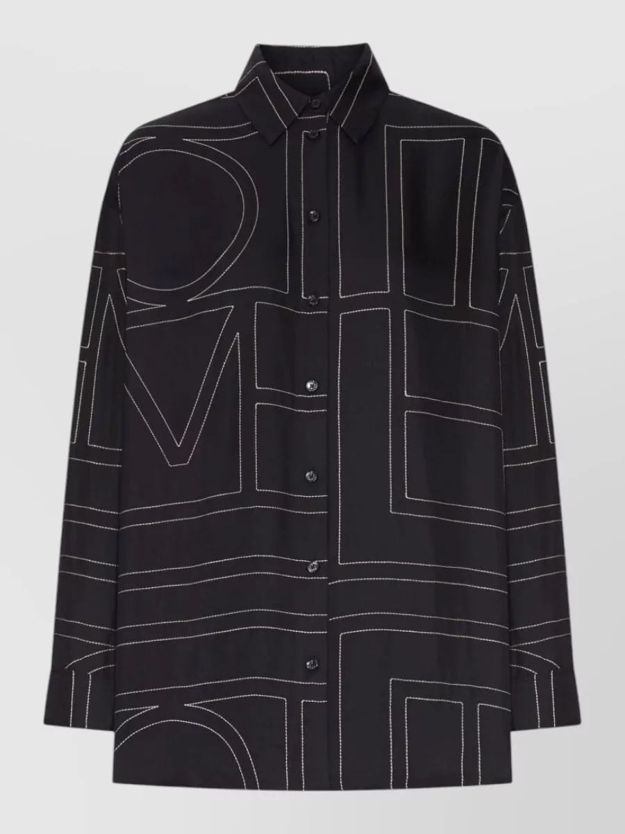 Totême silk embroidered long-sleeve shirt