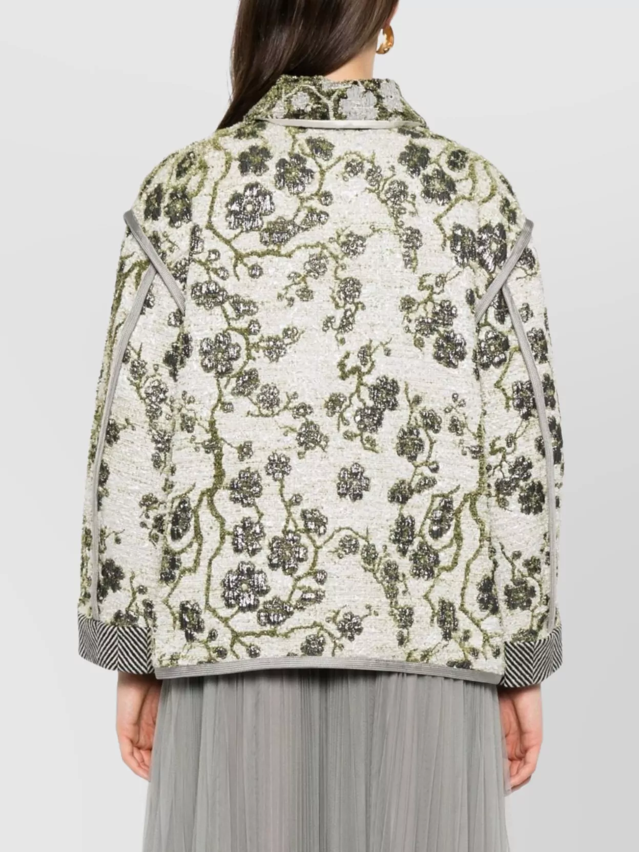 Forte Forte Textured Floral Blazer Contrast Trim In Multi