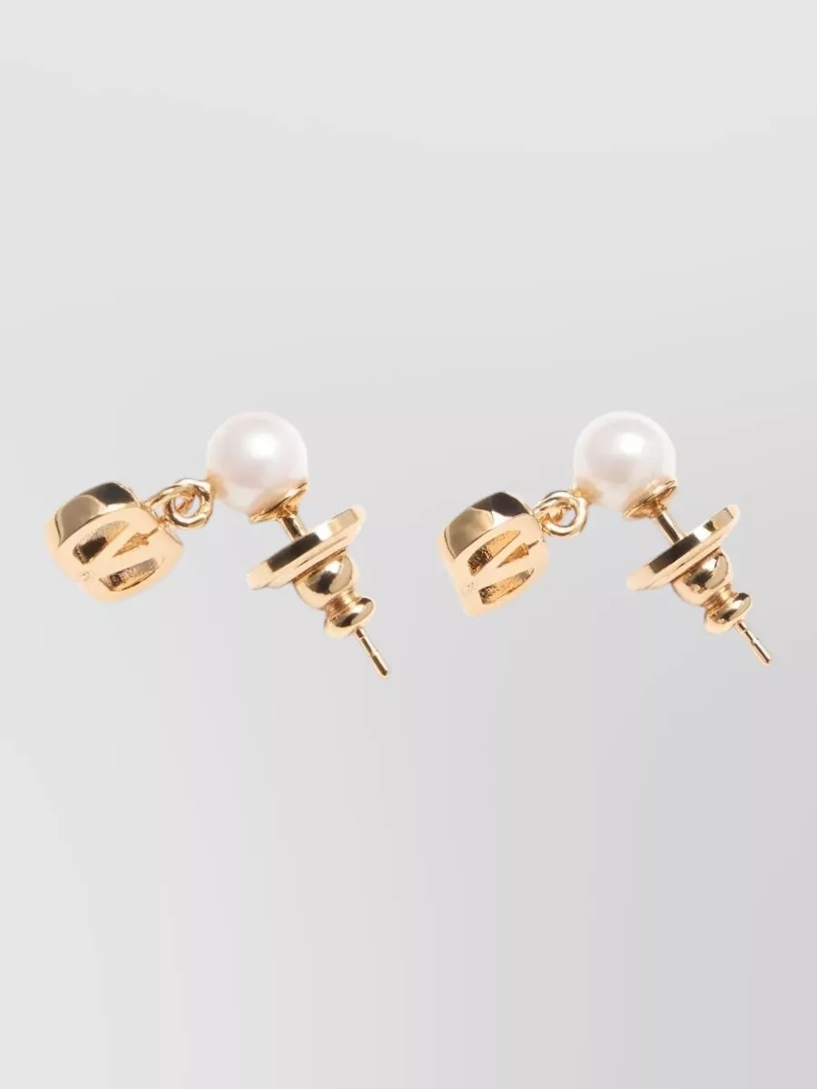 Valentino Garavani Vlogo Pearl Detail Logo Stud Earrings