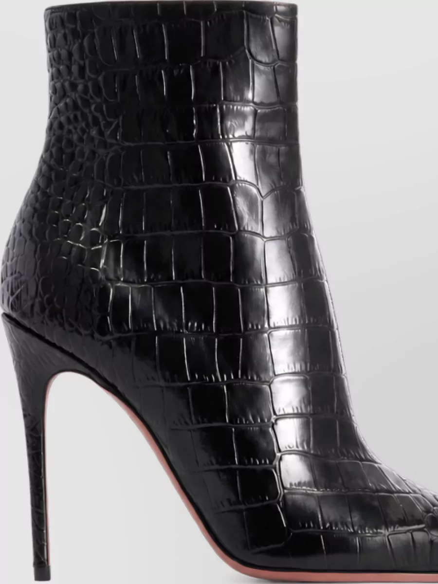 Paris Texas Crocodile-Effect Leather Ankle Boots