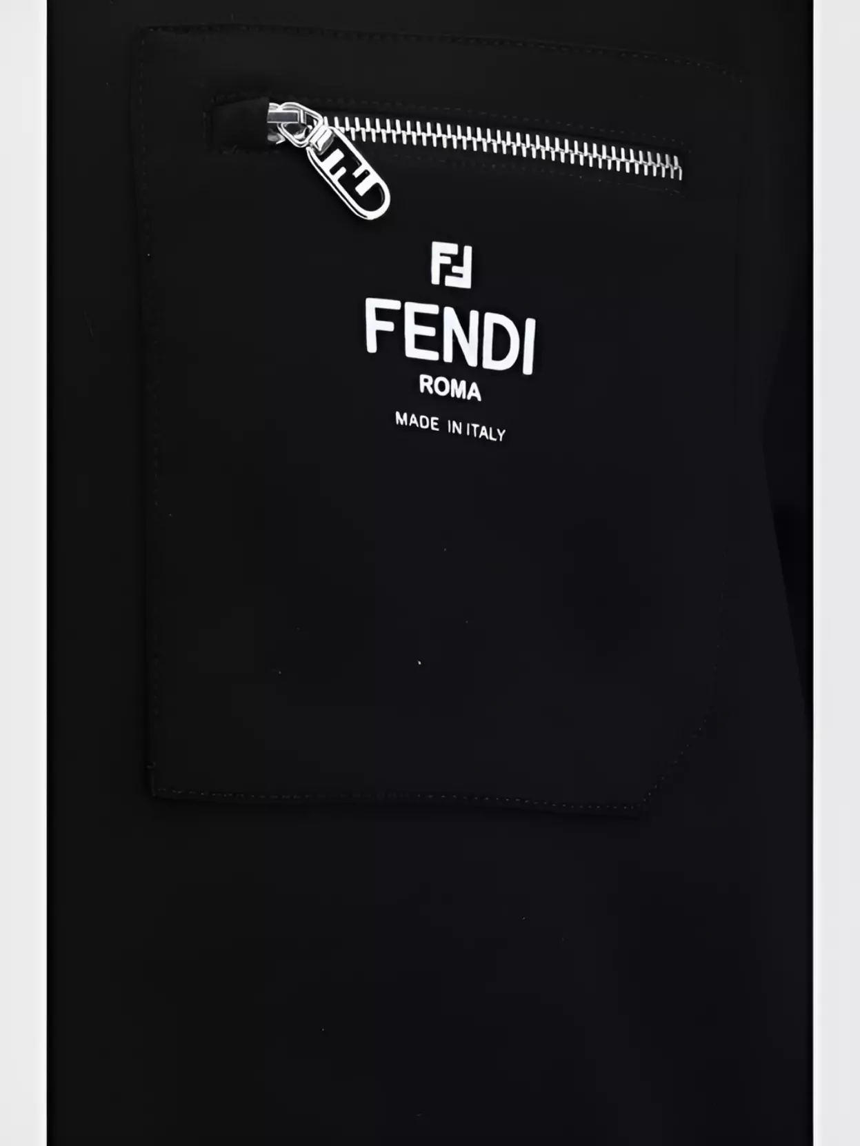 Fendi Crew Neck Monochrome Pattern T-shirt With Patch Pocket