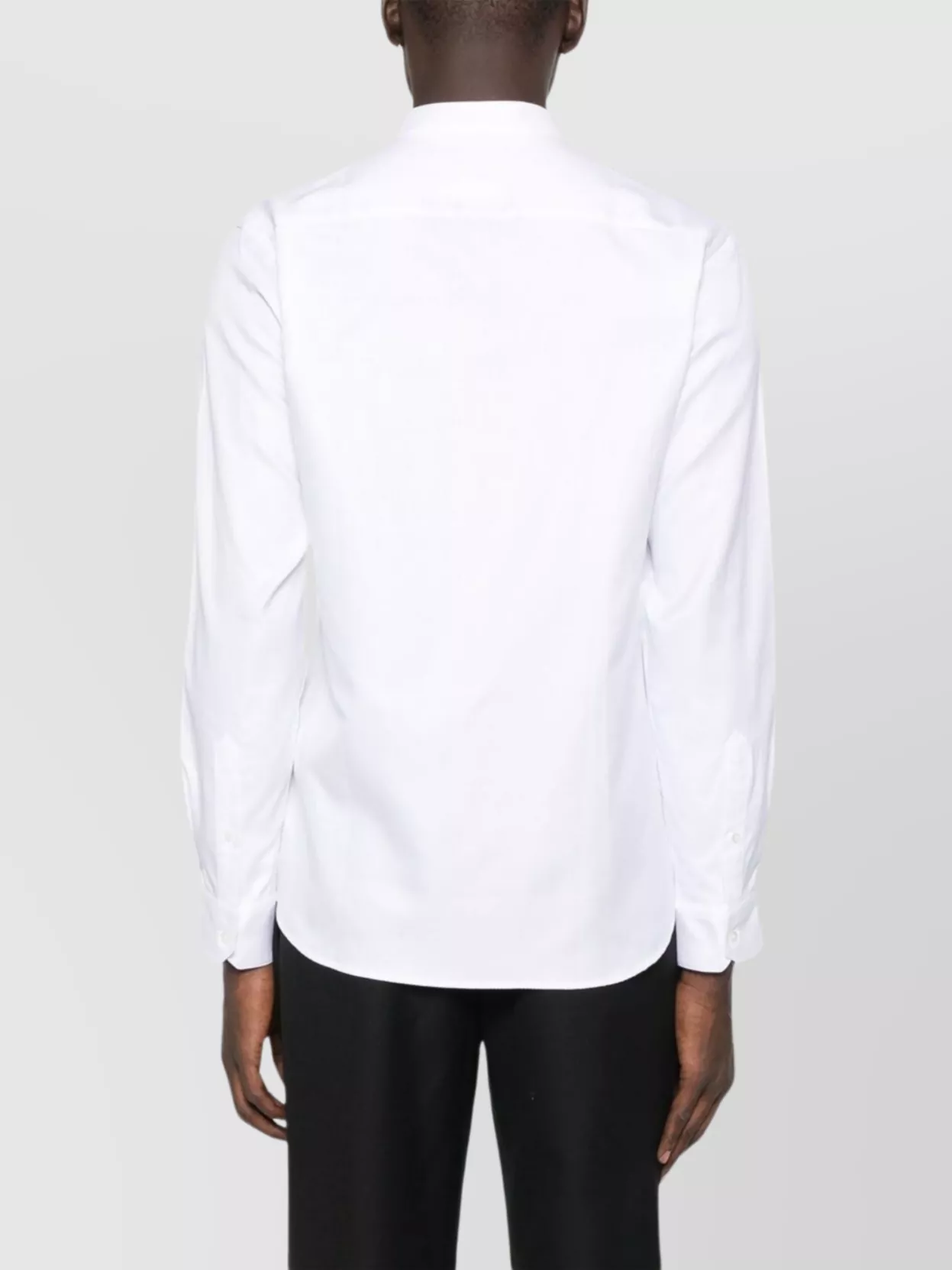 Emporio Armani Long Sleeve Cotton Shirt With Curved Hem