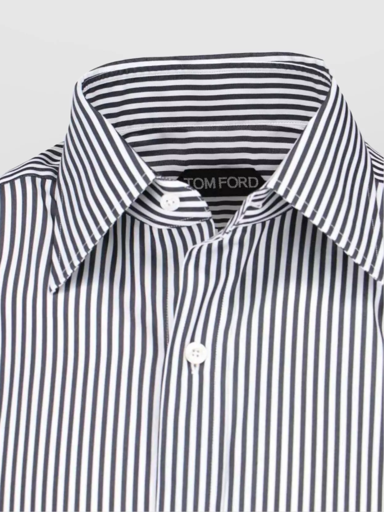 Tom Ford Striped Button-Down Collar Shirt With Cuffed Sleeves