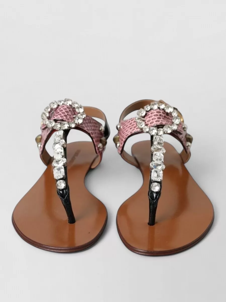 Dolce&Gabbana leather crystal-embellished slides