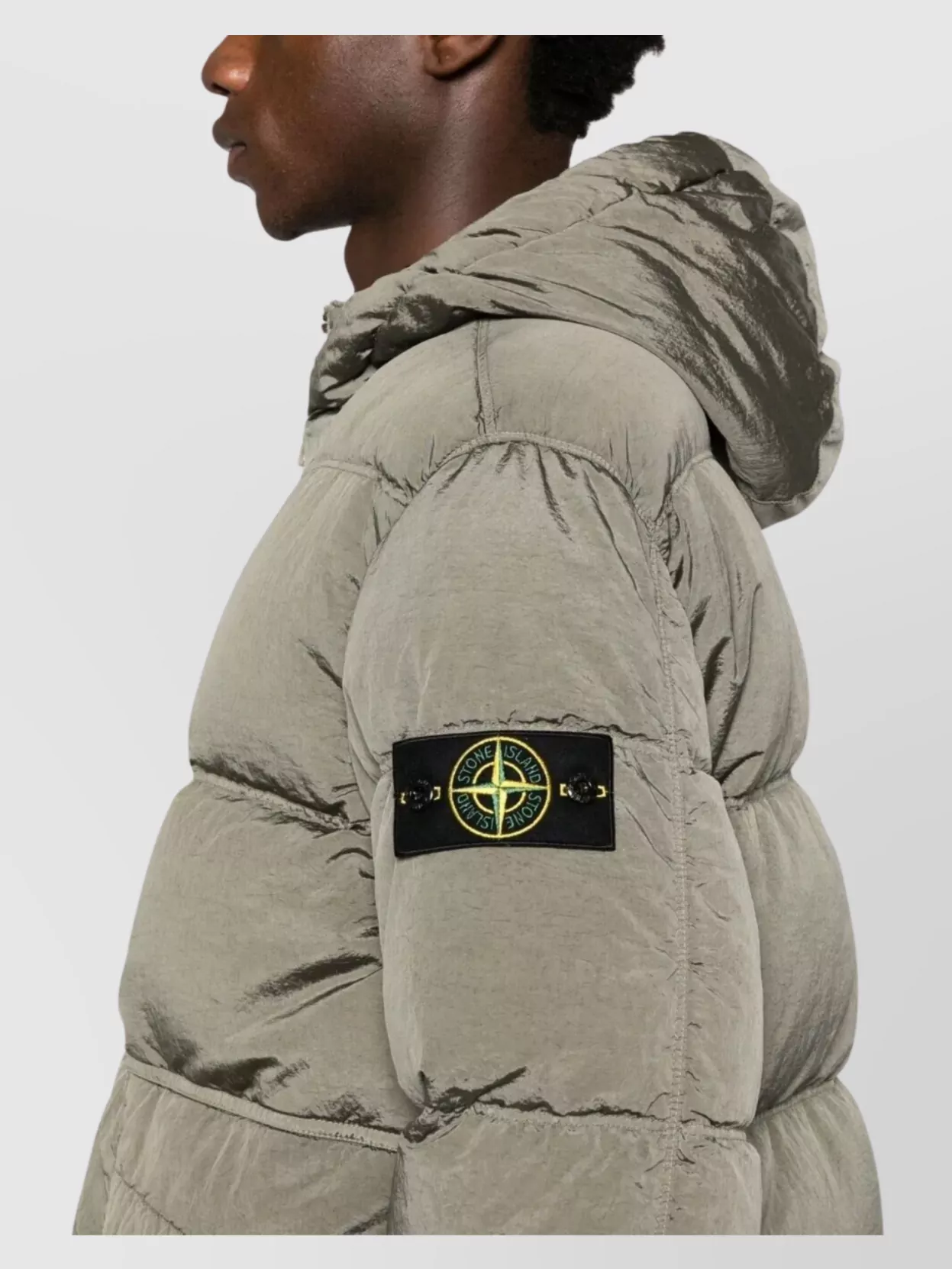 Stone Island Hooded Quilted Down Jacket And Pockets