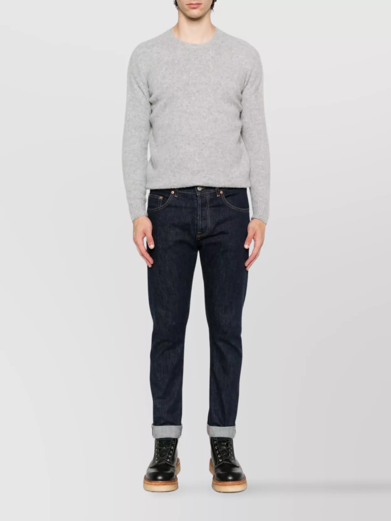 Drumohr Soft Texture Ribbed Crewneck Knitwear In Gray