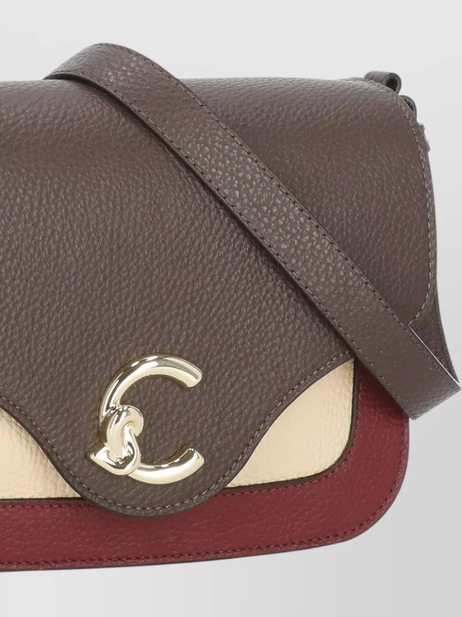 Coccinelle Suede Shoulder Bag Color Block Design