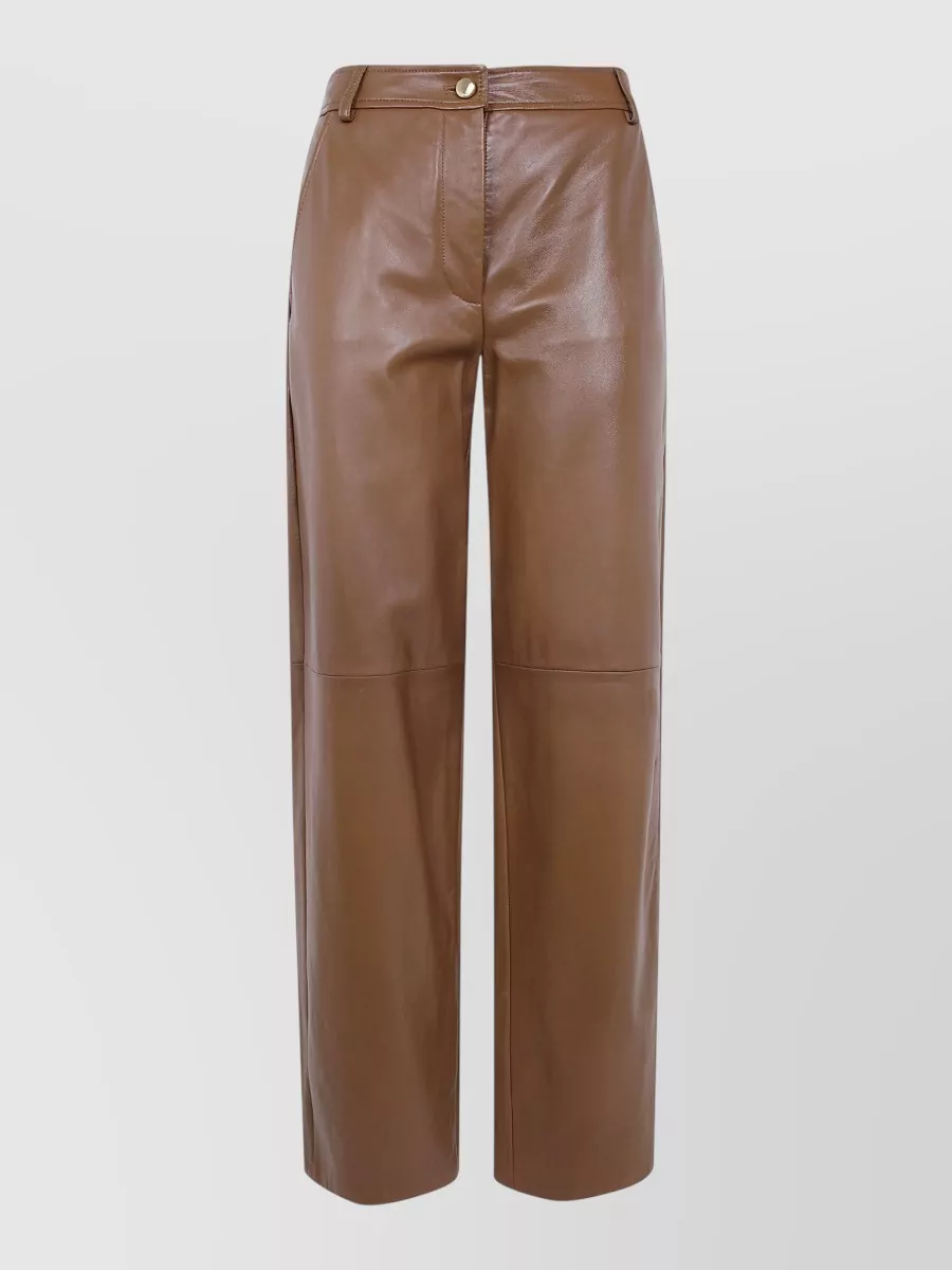 S Max Mara Leather straight trousers