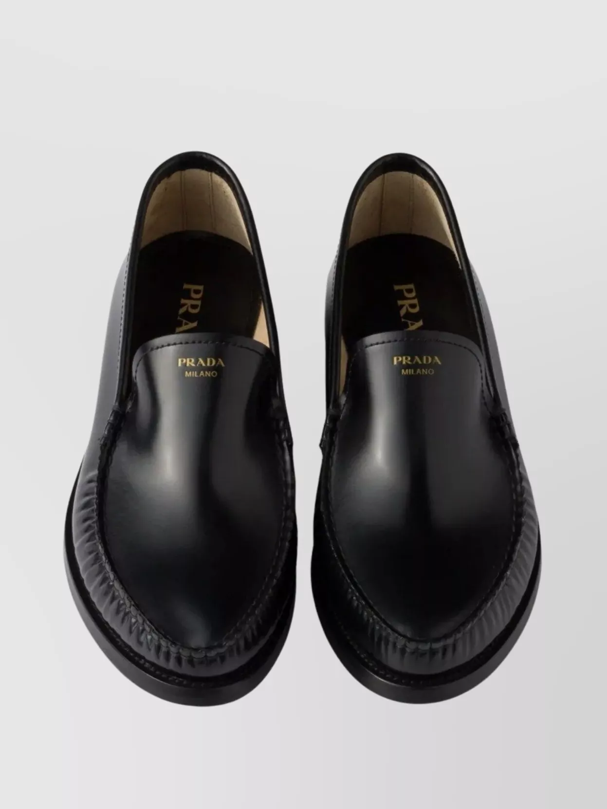Prada Loafers Leather Upper Round Toe