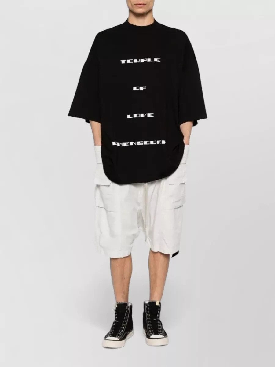Rick Owens Drkshdw Cotton Temple Of Love Print Oversized T-Shirt