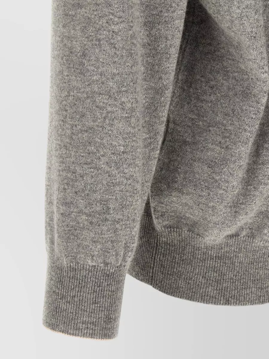 Brunello Cucinelli Cashmere Mélange Ribbed Crewneck Sweater