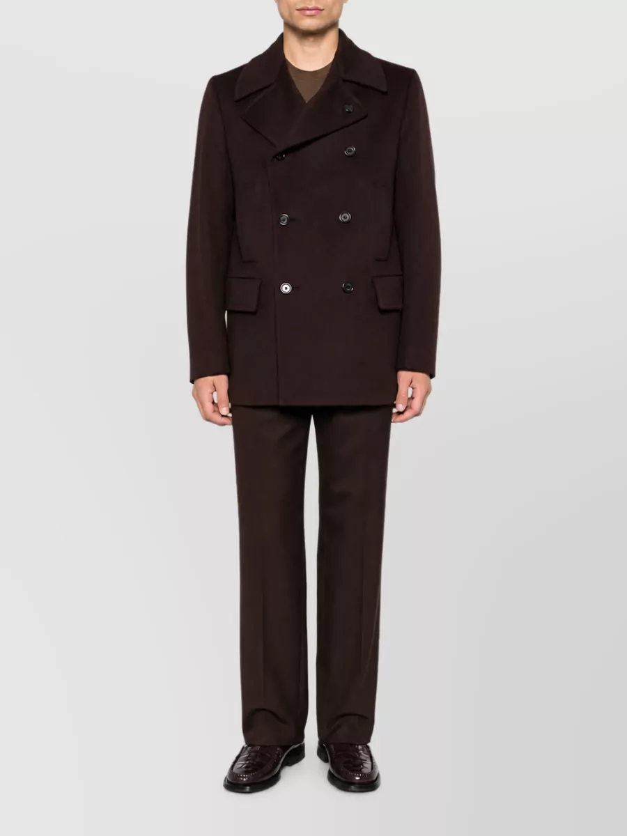 Lardini Felted Double-Breasted Peacoat
