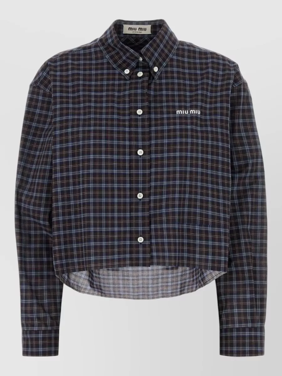 Miu Miu checked embroidered cotton shirt
