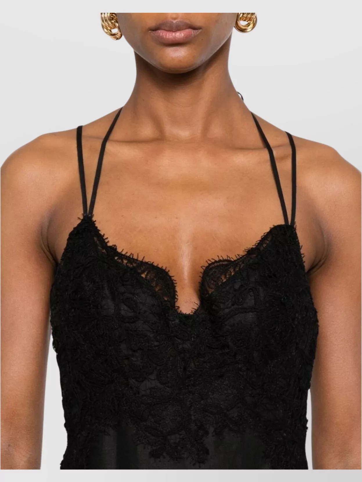 Shop Ermanno Scervino Lace Detailing Midi Length Open Back Dress