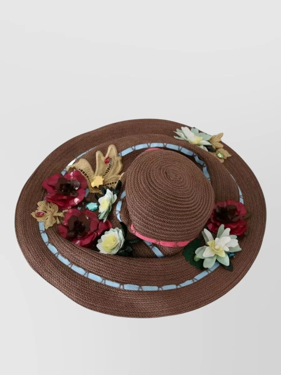 Dolce&Gabbana knitted floral-appliqué sun hat